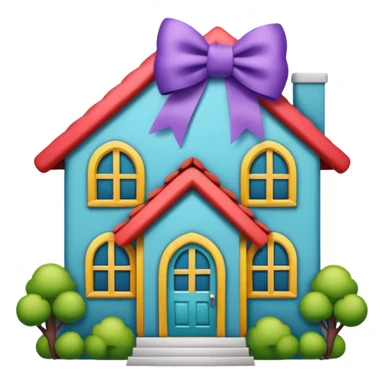 house with a ribbon bow, no face, simple and emoji-like style sticker