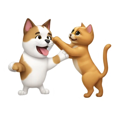 Cat high-fiving dog sticker