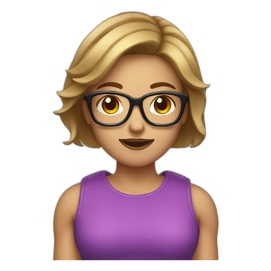 Girl with short light brown hair glasses  dumbbell sticker