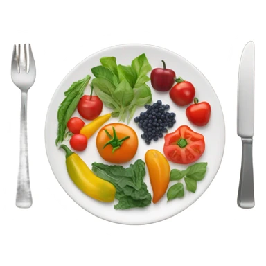 round white plate full of healthy food sticker
