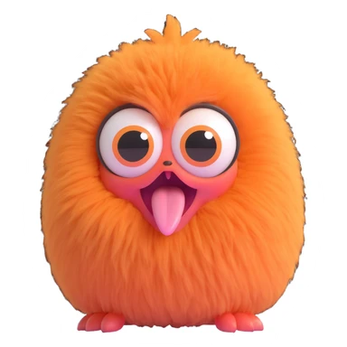 chussel, cute fluffy creature, big eyes, tongue out sticker