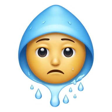 Apple-style emoji illustration of a person sweating, drops of water color, overheated face with sweat drops, half-closed exhausted eyes, annoyed or angry expression, soft 3D emoji style, smooth gradients, rounded shapes, centered composition. sticker