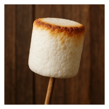 realistic marshmallow on a wooden stick, slight toasting sticker