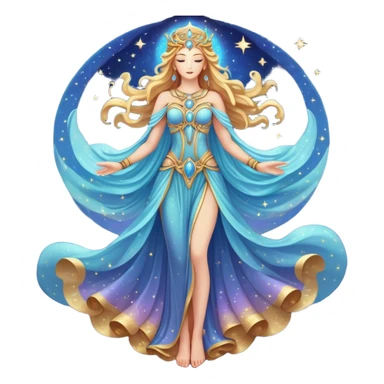 fullbody universe goddess Sophia with intricate details, cosmic goddess with starry elements, highly detailed celestial being with glowing features sticker