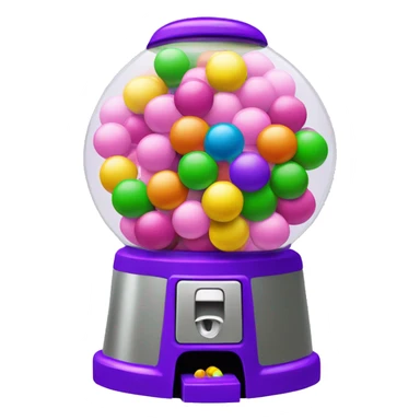 gumball machine with balls color purple, pink, green , and yellow sticker
