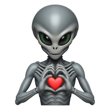 xenomorph making heart sign sticker