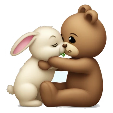 Teddy bear kissing bunny sticker