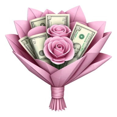 pretty pink bouquet made of money sticker