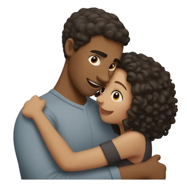 brown hair girl hugging man with short curly black hair sticker