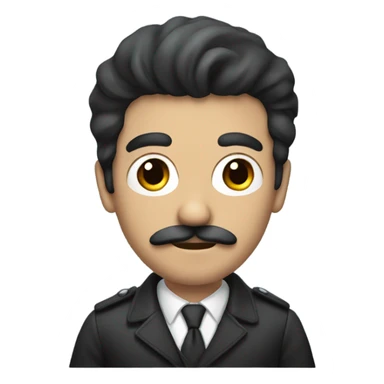 dark hair dark eye man with mustache sitting in car sticker