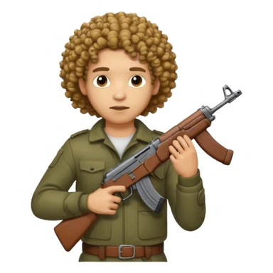 AK47 in hand, light skin male with curly hair  sticker