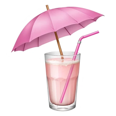 coconut drink with pink umbrella and a pink lined straw sticker