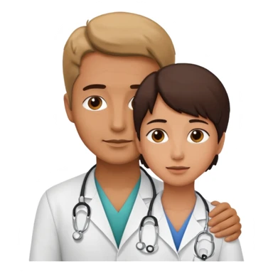 doctor touching patients neck sticker