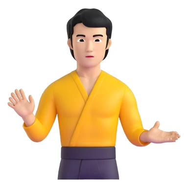 Bruce Lee with correct face proportions and head shape, upper body sticker