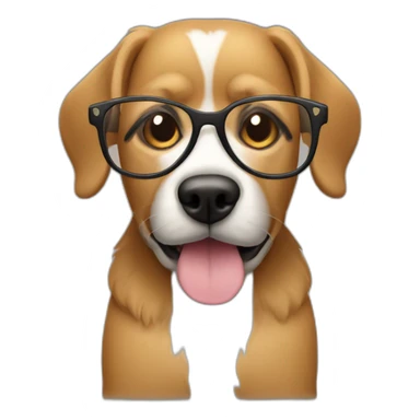 dog with glasses and macbook sticker