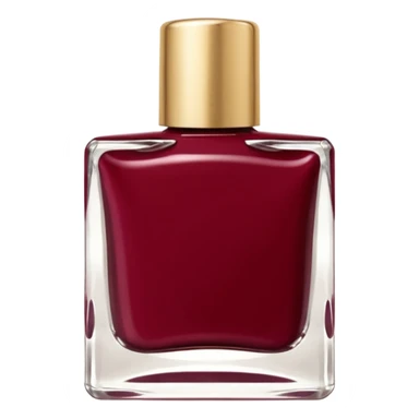 wine red nail polish in a small square bottle with a gold lid sticker