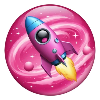 cohete espacial rosa sticker