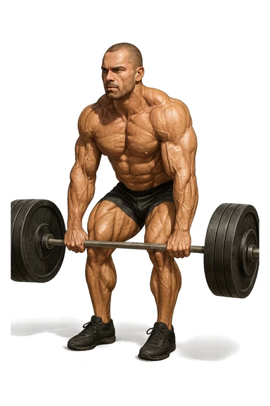 bodybuilder che fa stacco con bilanciere sticker