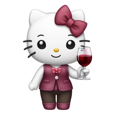 Hello Kitty drinking red wine sticker