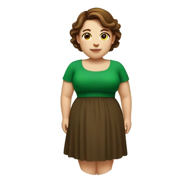 fat girl with green dress and brown hair sticker