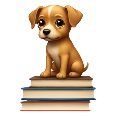 Tiny dog  sitting on books sticker