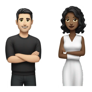 a white man with black hair taking with a white woman with black hair sticker