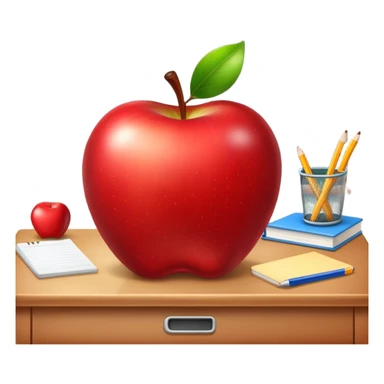 	A shiny red apple on a teacher’s desk. sticker