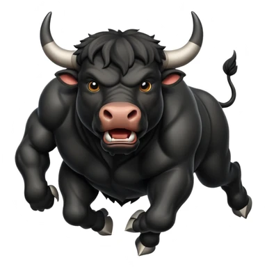 angry running black bull sticker