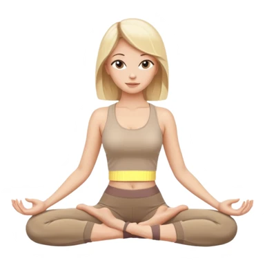 a beautiful blonde in a beige top and beige leggings is practicing yoga in the lotus position sticker
