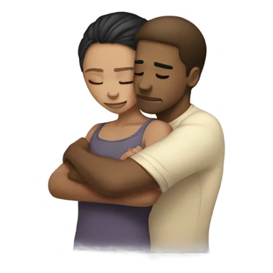 Sad light skin girl white guy hugging sticker