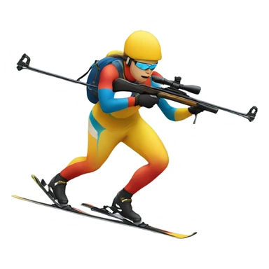 Biathlete skiing while carrying rifle sticker
