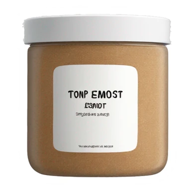 light brown body scrub pot with label sticker