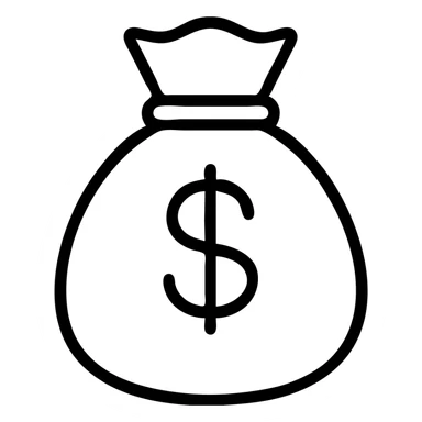 money bag with dollar sign sticker