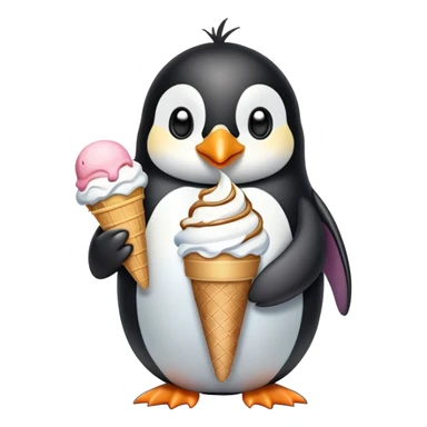Penguin with ice cream sticker
