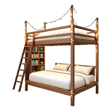 loft bed with string fairy lights hanging underneath sticker