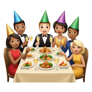 group of people talking at dinner table sticker