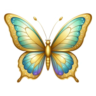 Golden shimmery glitter butterfly emoji sticker