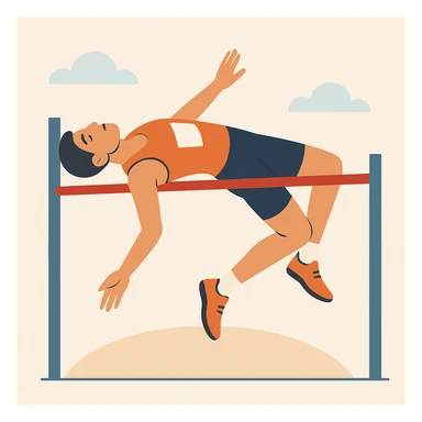 flat toon style high jump athlete with simple background sticker