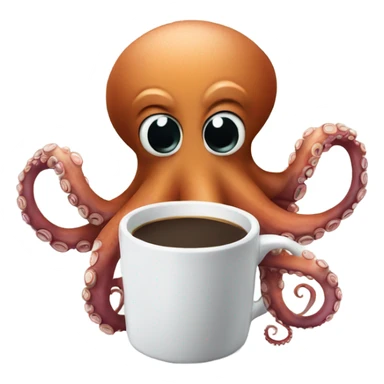 Octopus holding coffee mugs  sticker