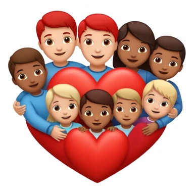 big heart with several small child figures inside sticker