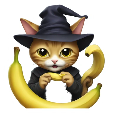 an evil witch cat eating a banana  sticker