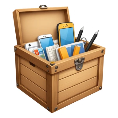 Box full of desktop material  sticker