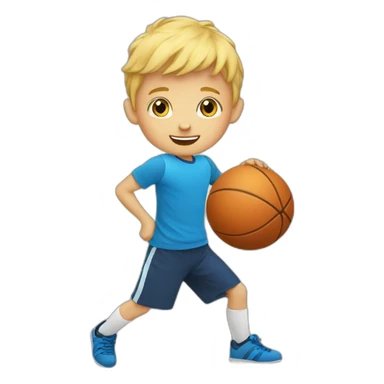 6 y.o. blondy boy with a ball sticker