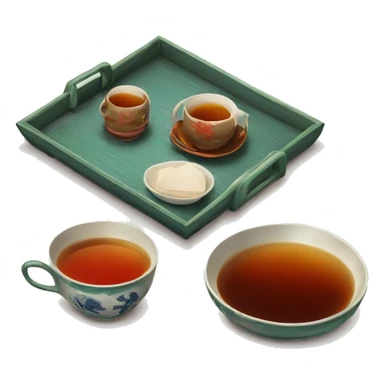 chinese tray with tea sticker