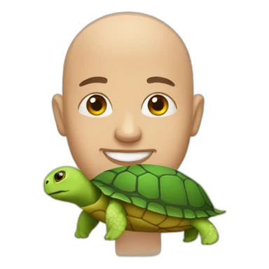 bald man with turtle body sticker