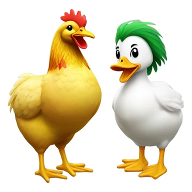 A chicken and a duck is  sticker