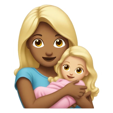 A blonde is holding a baby girl in her arms sticker