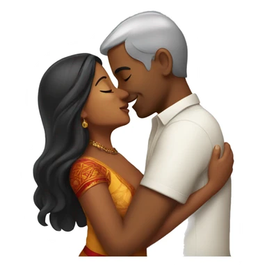 Indian woman kissing white man sticker