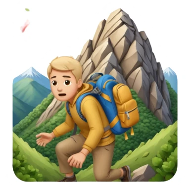 scared man tumbling down a mountain, apple style emoji sticker