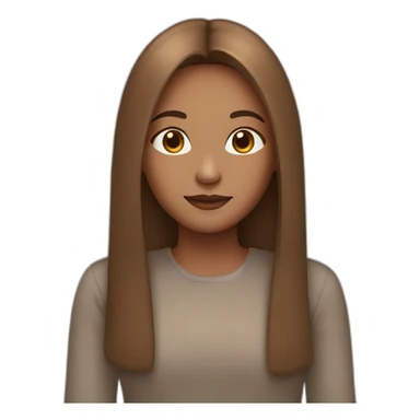 light brown girl with long straight hair and brown eyes sticker